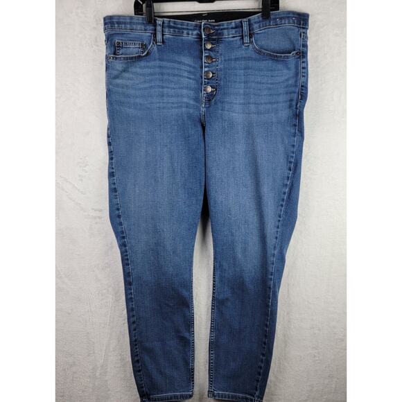 Calvin Klein High Rise Skinny Jeans Size 22W Button Fly Stretch Ankle Denim - Picture 1 of 12
